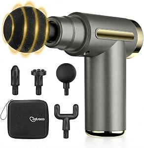 Jancane Mini Massage Gun, Deep Tissue Muscle Massager with 6 Speeds & 4 Heads, Super